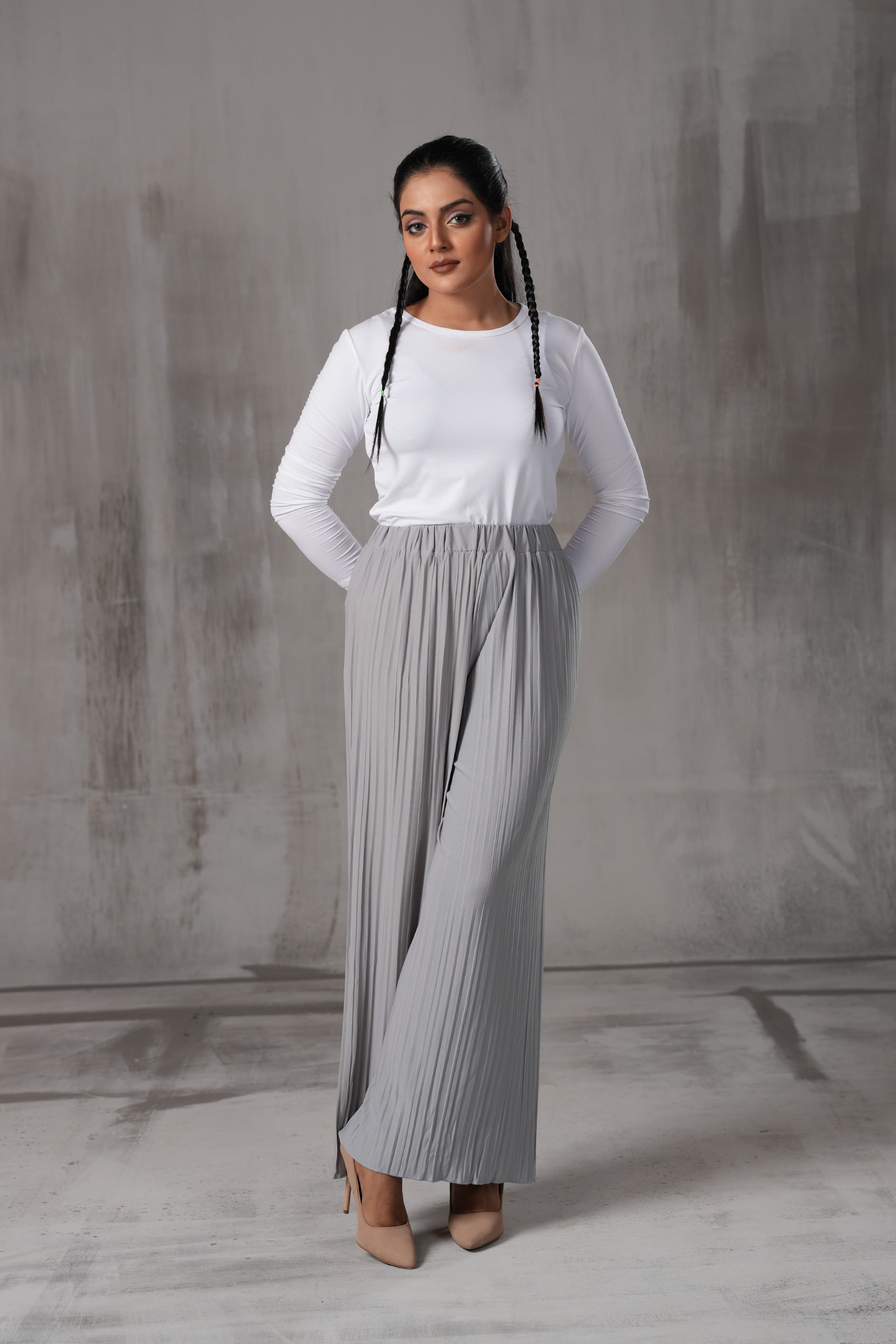 Premium Pleated Wide-Leg Plazzo
