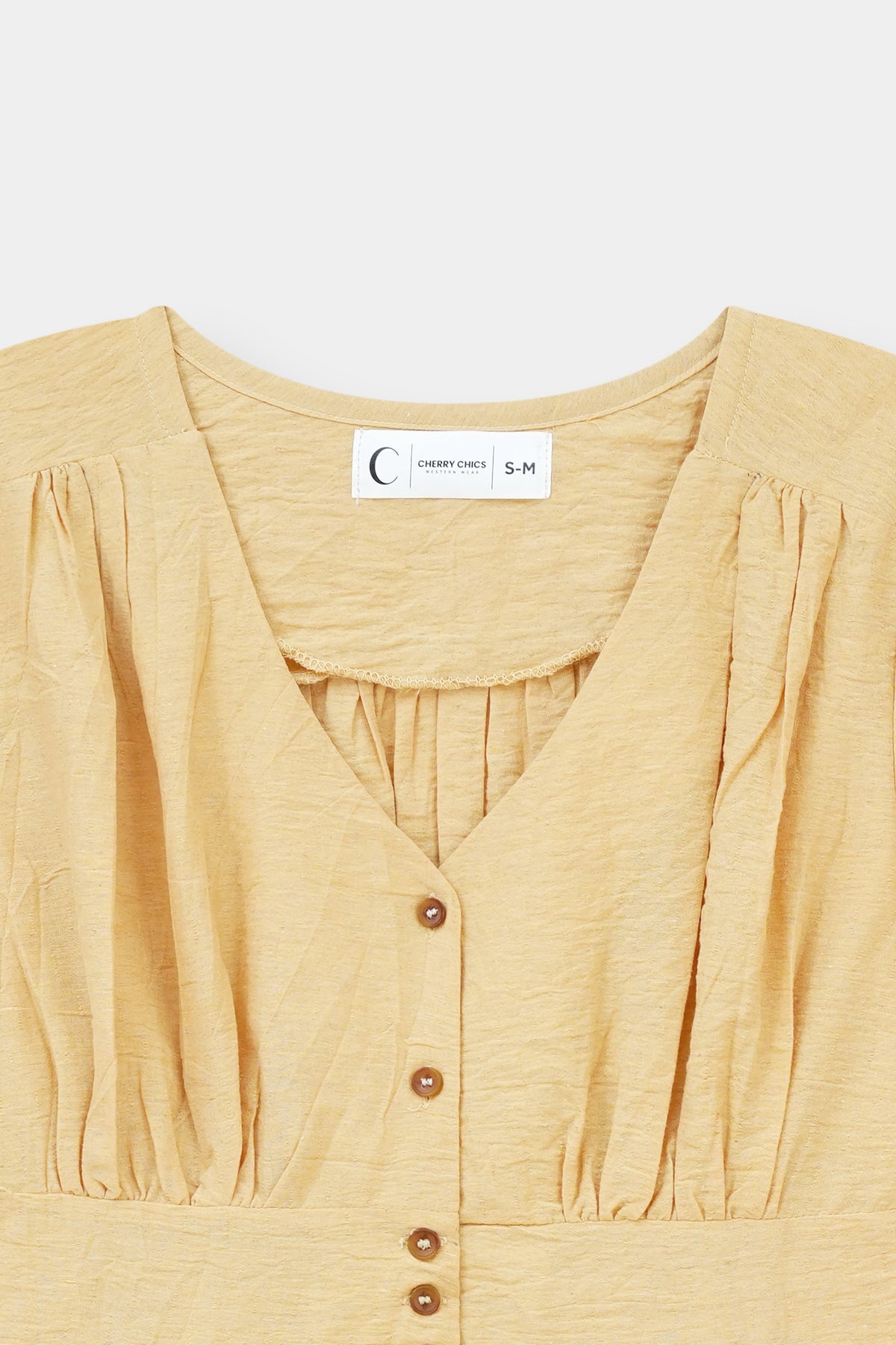 Textured Button-Front V-Neck Top