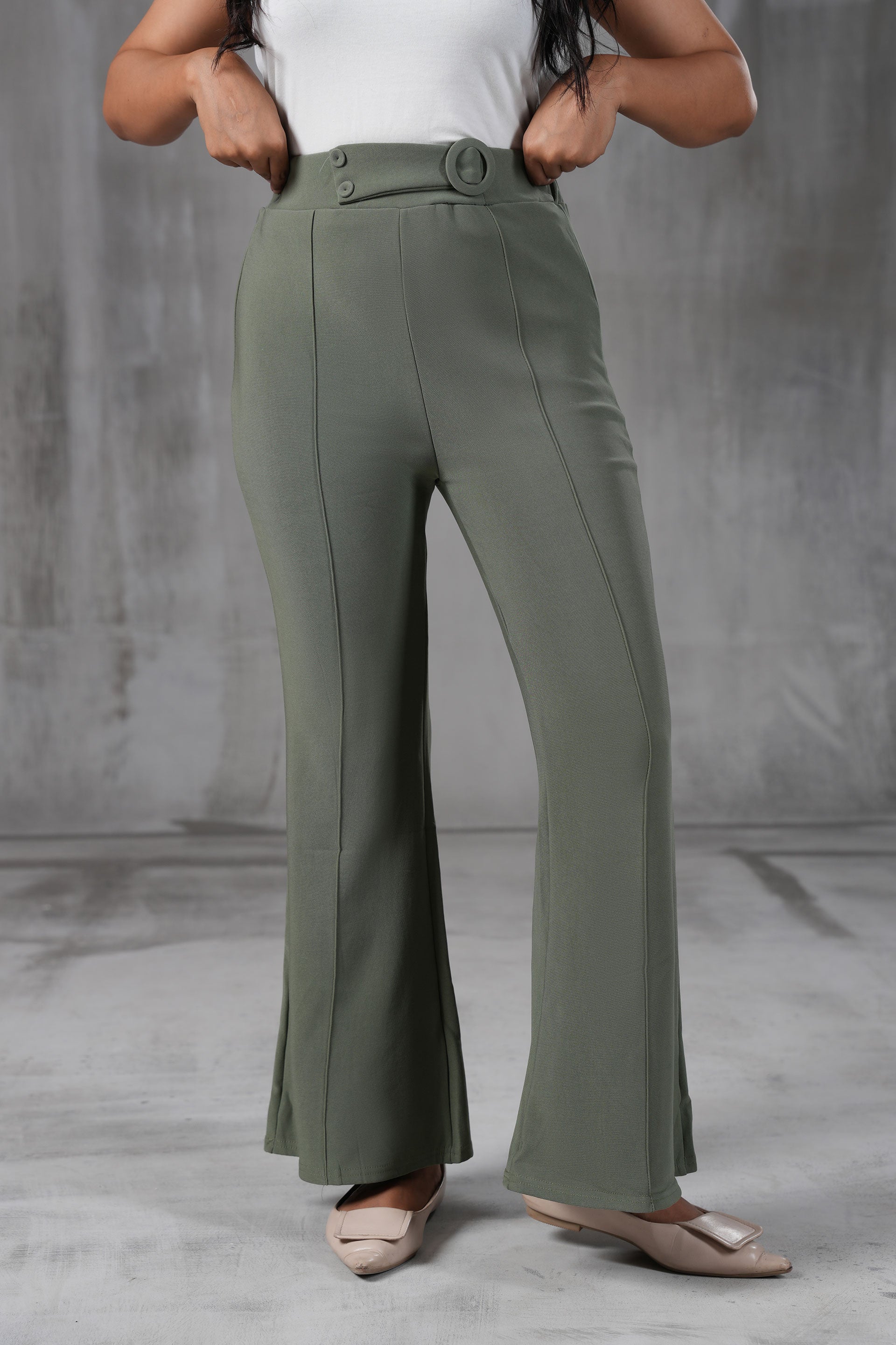 High-Waist Belted Trousers