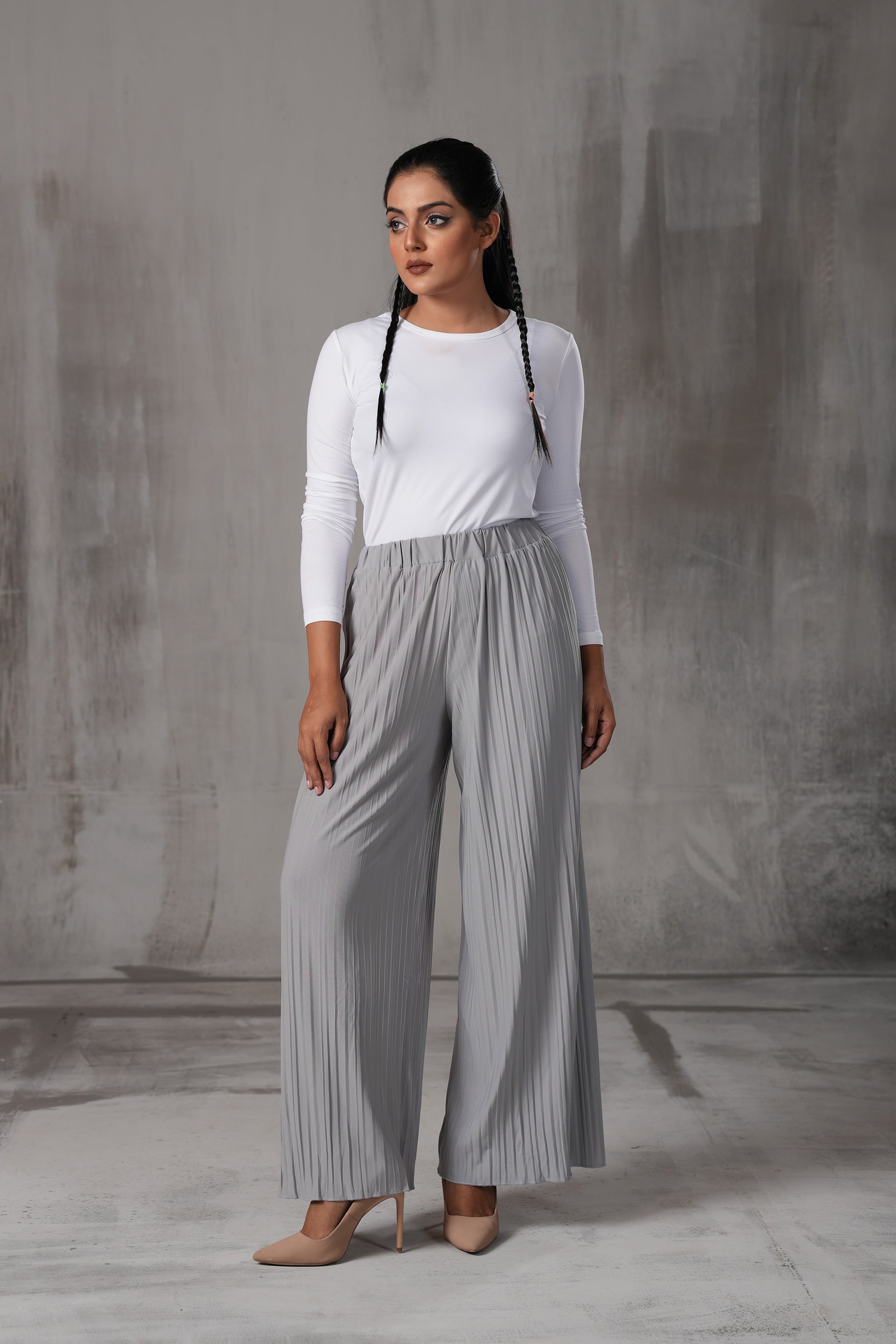 Premium Pleated Wide-Leg Plazzo
