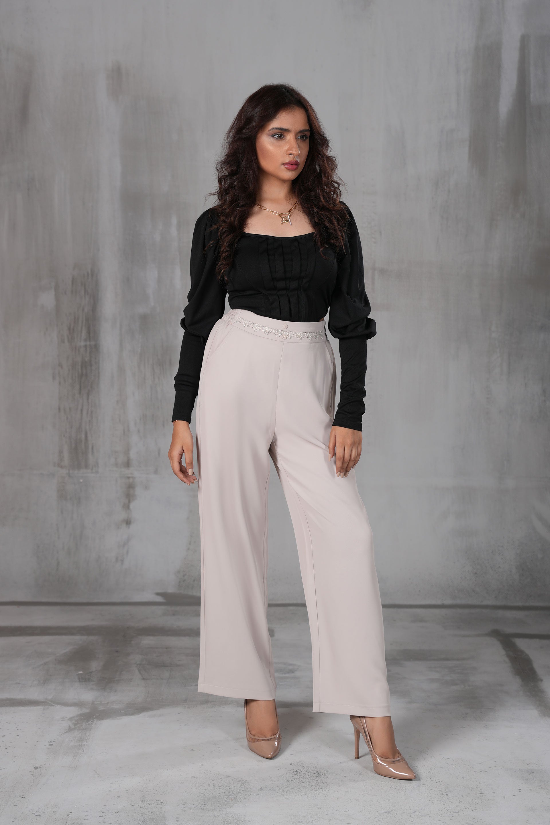 Premium Tailoring Drape Wide-Leg Pants
