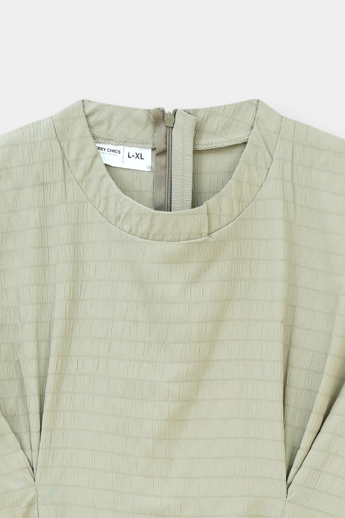 Textured Round Neck Gathered Top