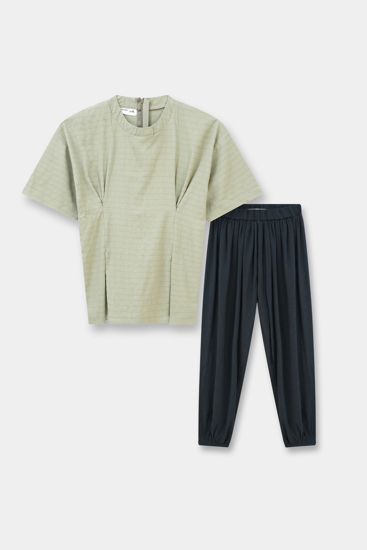 Neck Top & Elasticated Balloon Trouser Set