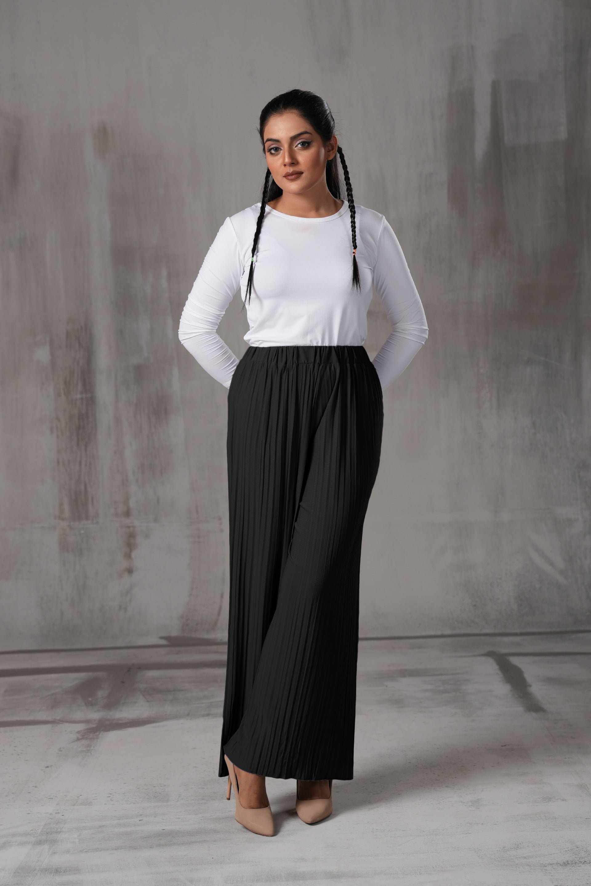 Premium Pleated Wide-Leg Plazzo