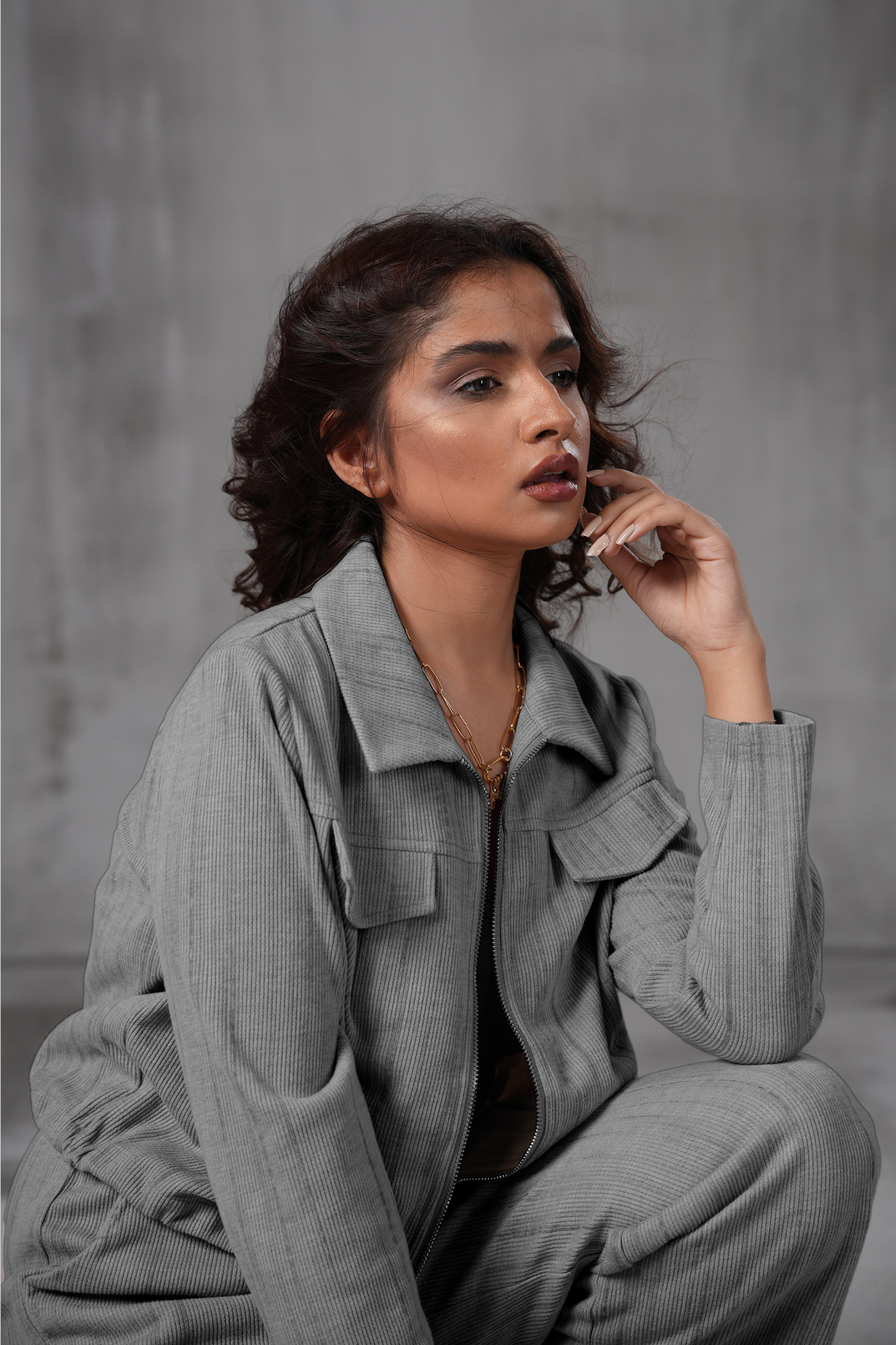 Ribbed knit lounge wear co-ord set