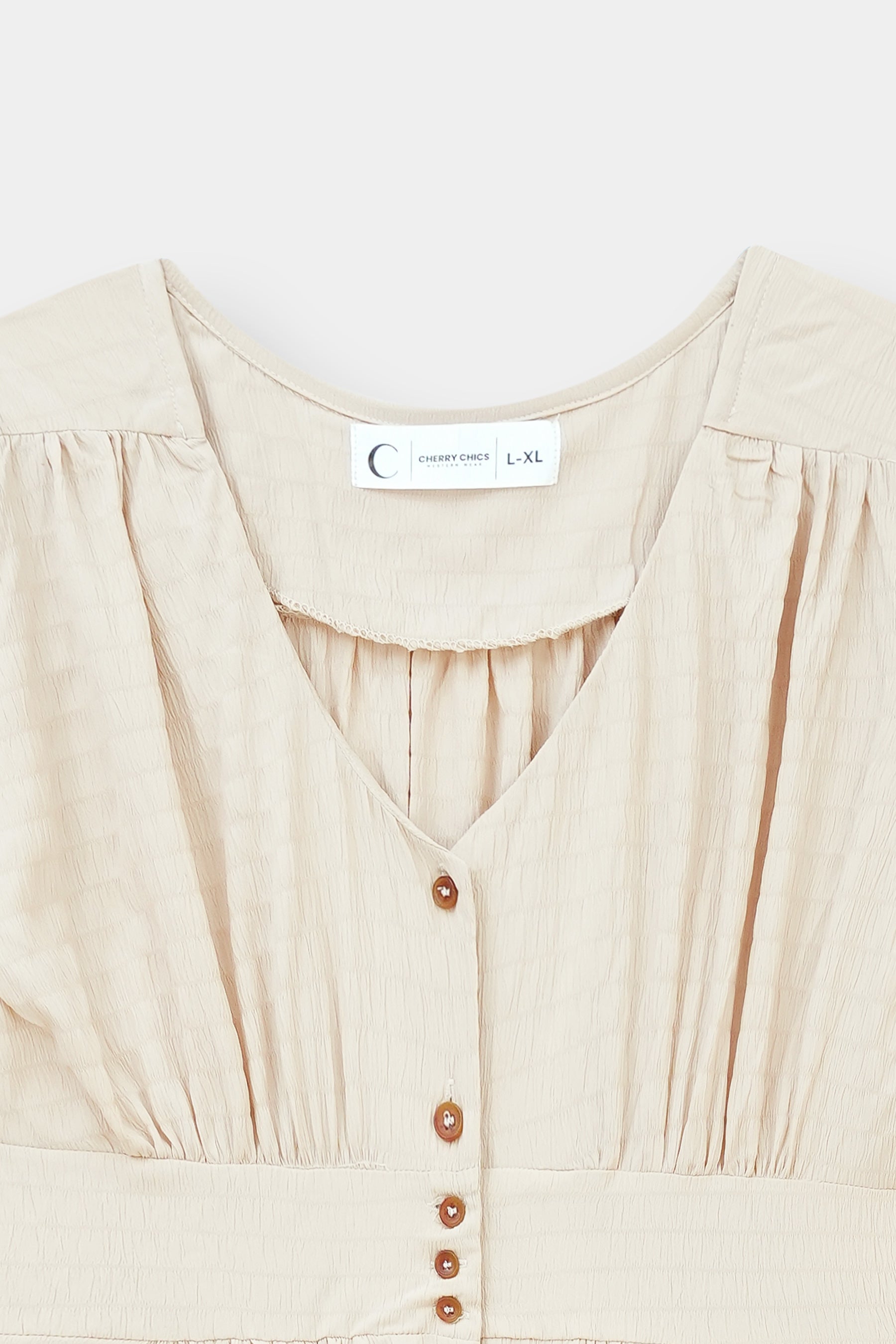 Textured V-Neck Smocked Maxi Dress