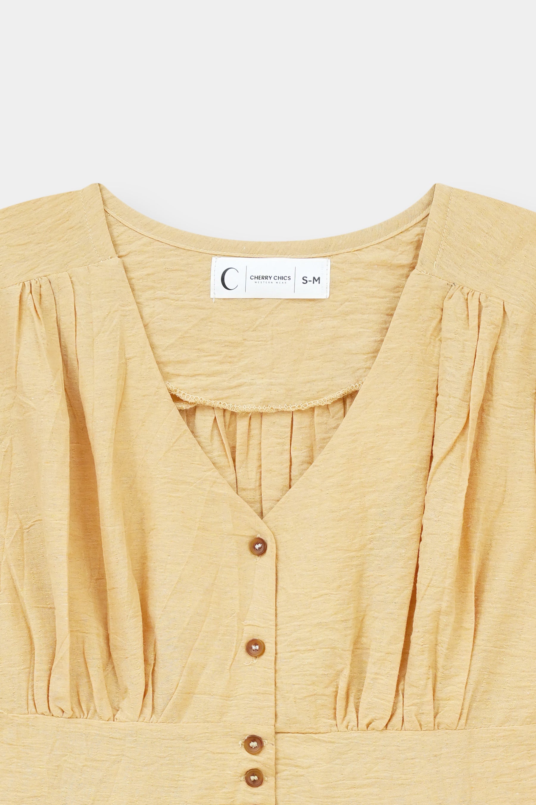 Textured Button-Front V-Neck Blouse