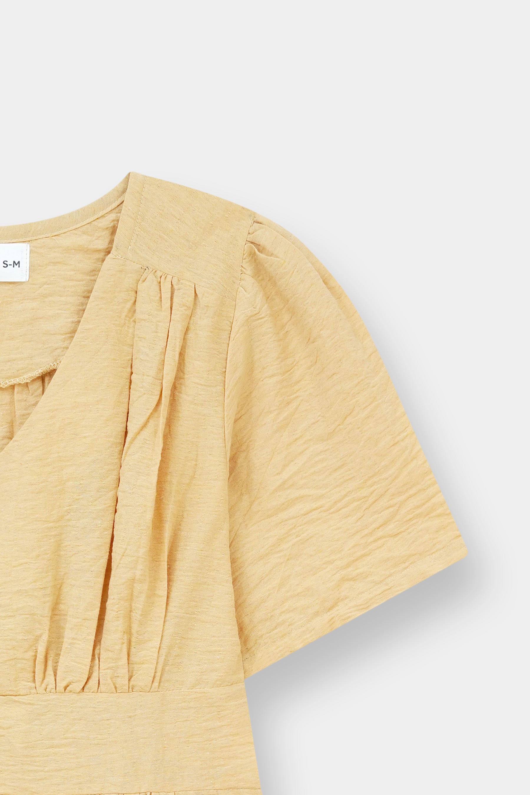 Textured Button-Front V-Neck Blouse