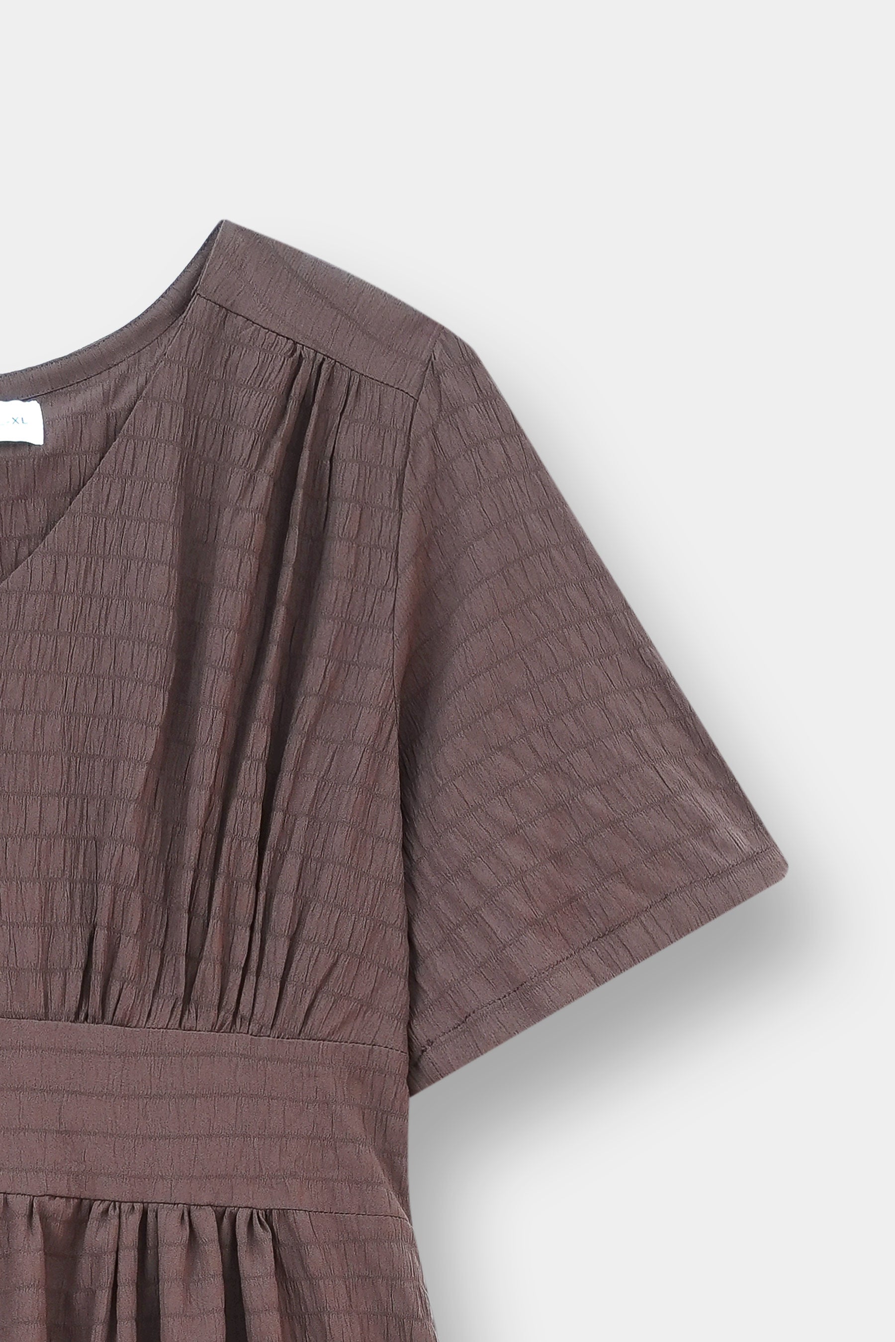 Textured V-Neck Smocked Maxi Dress