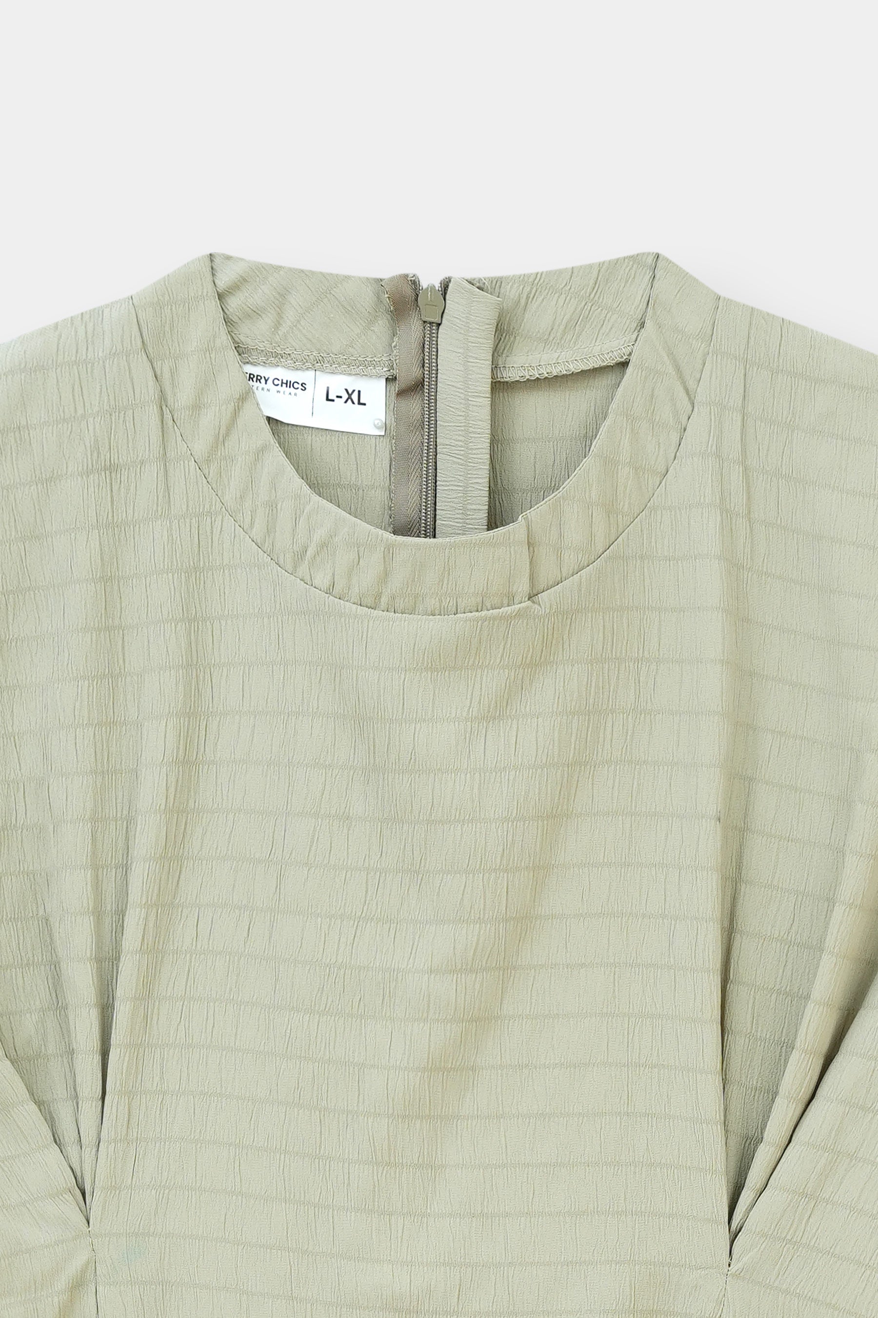 Textured Round Neck Gathered Blouse