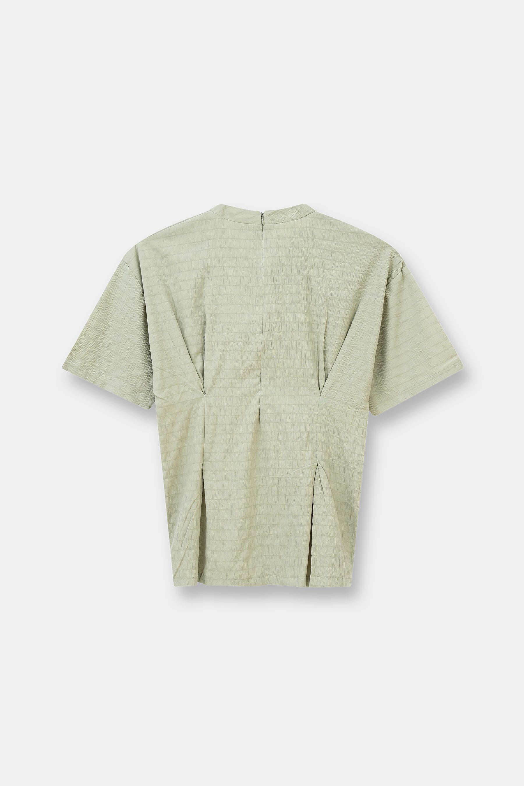 Textured Round Neck Gathered Blouse