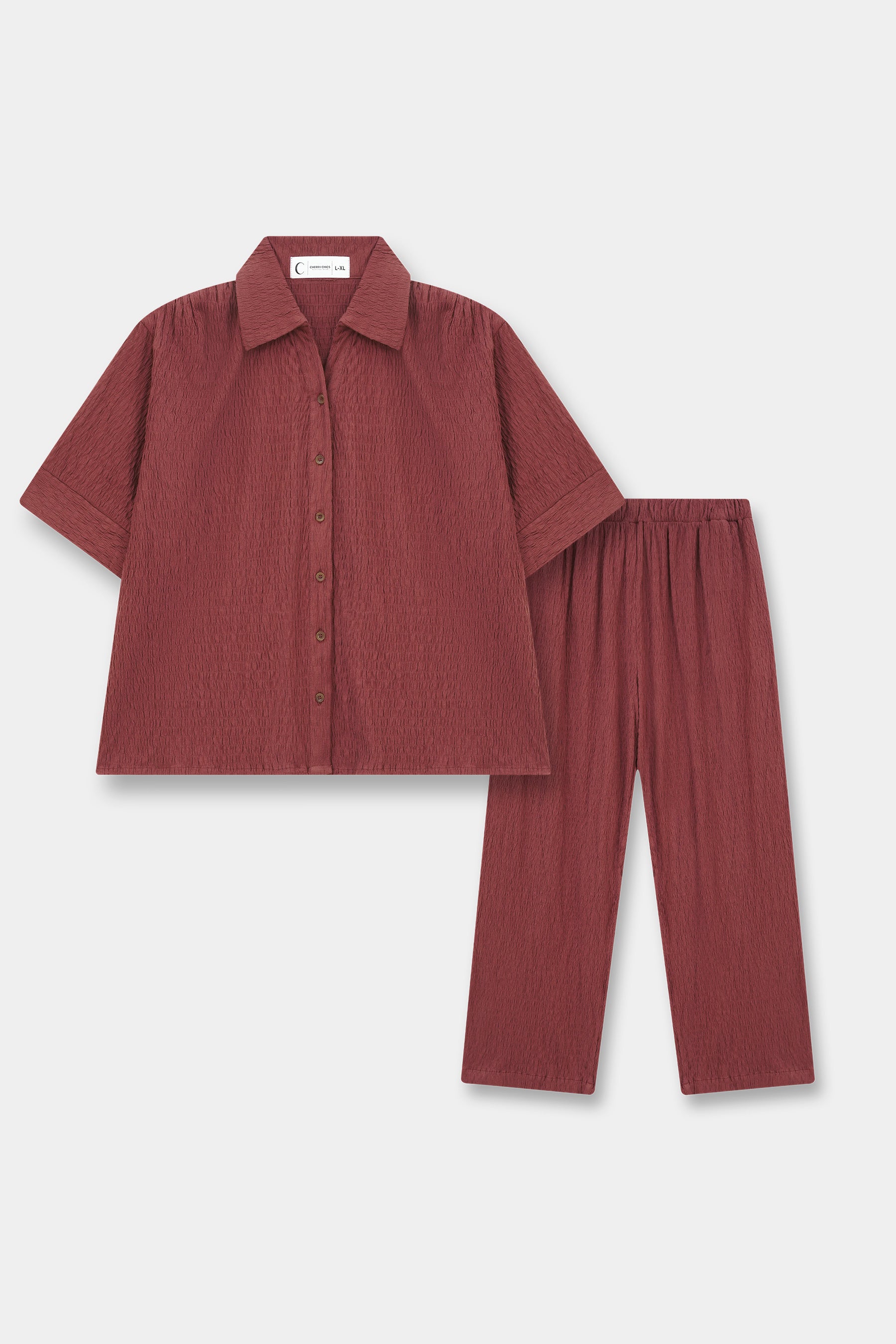 Cotton-Polyester Blend Relaxed Fit 2-Piece Co-ord Set