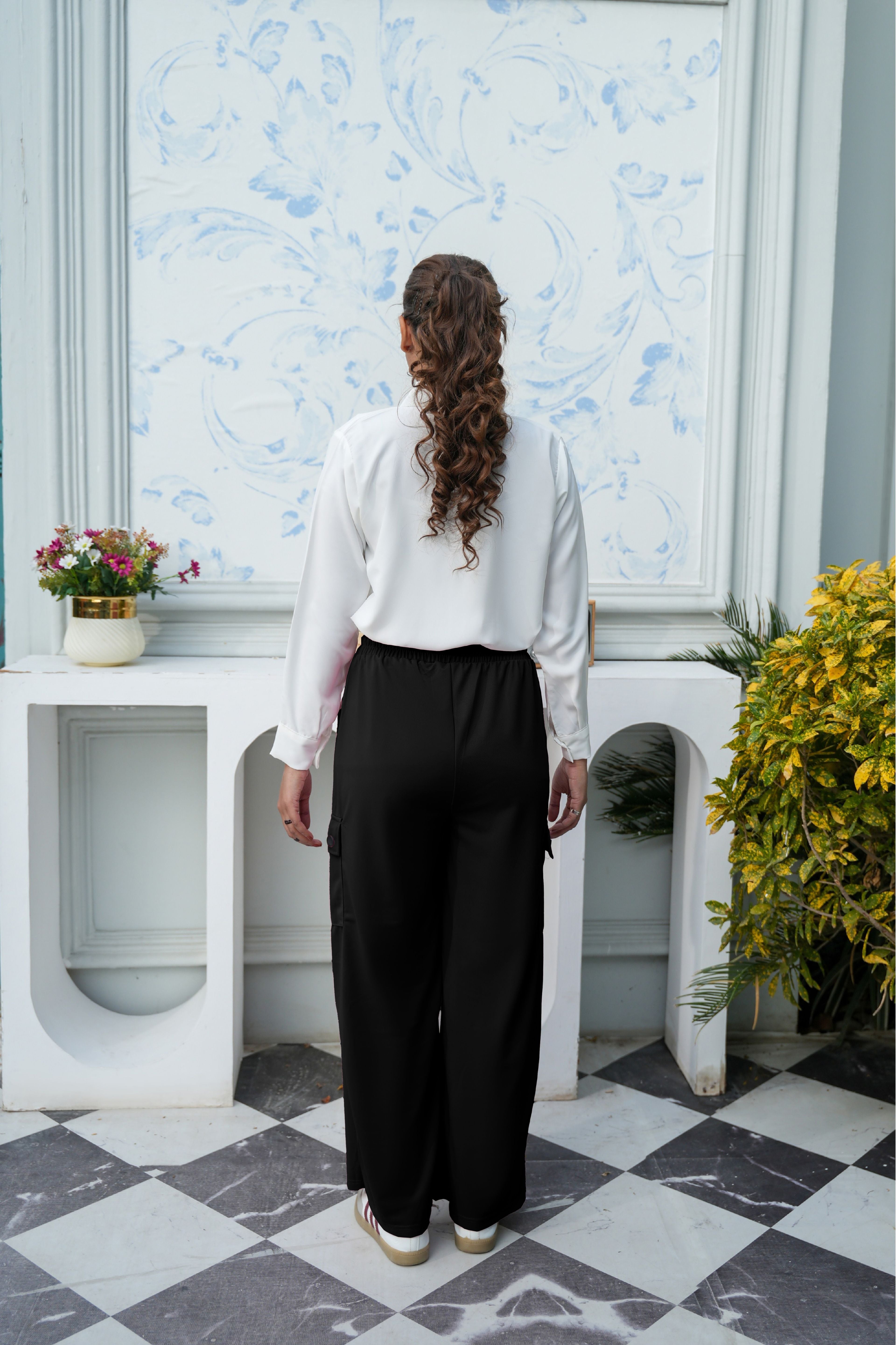 High-Waisted Utility Cargo Trousers