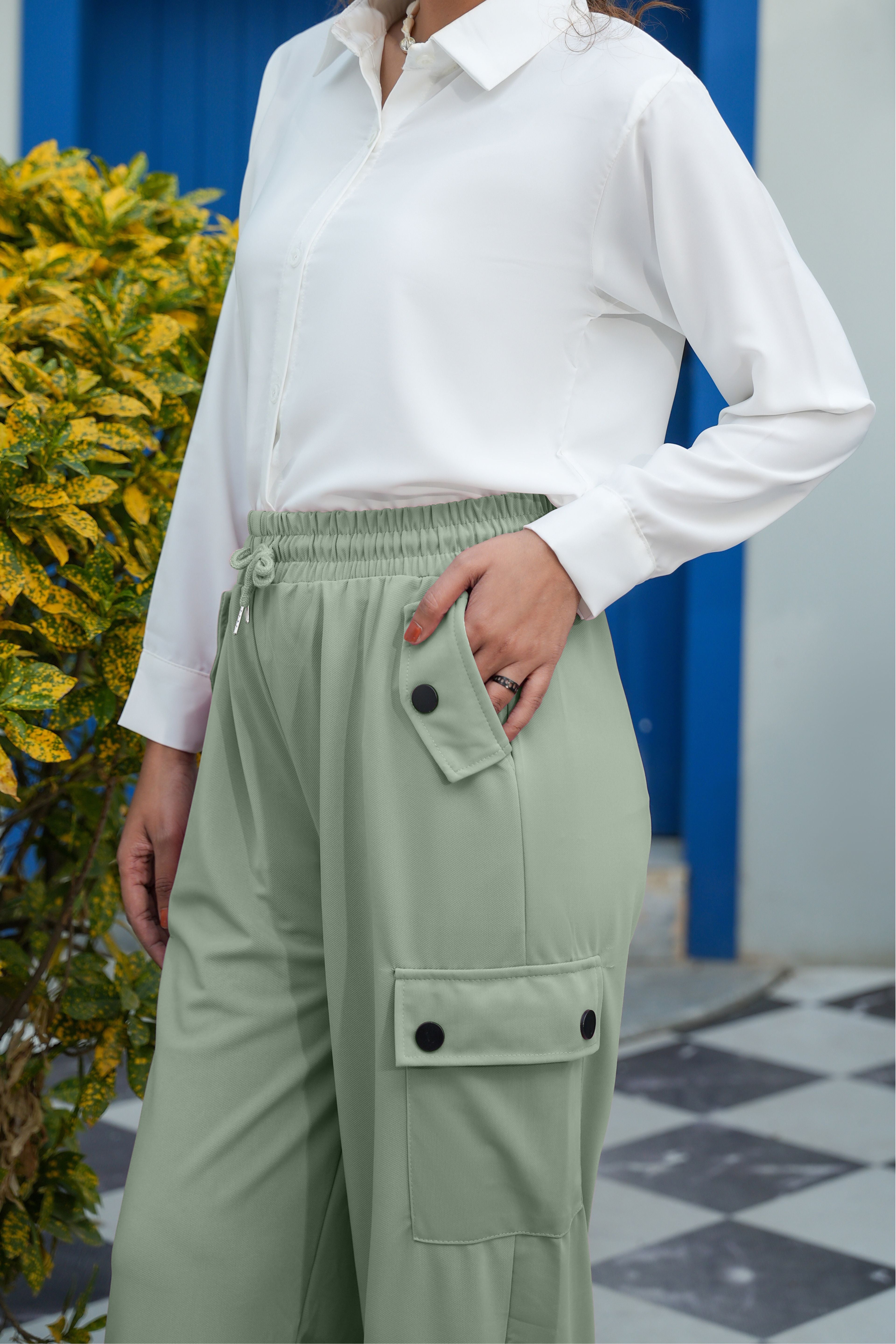 High-Waisted Utility Cargo Trousers