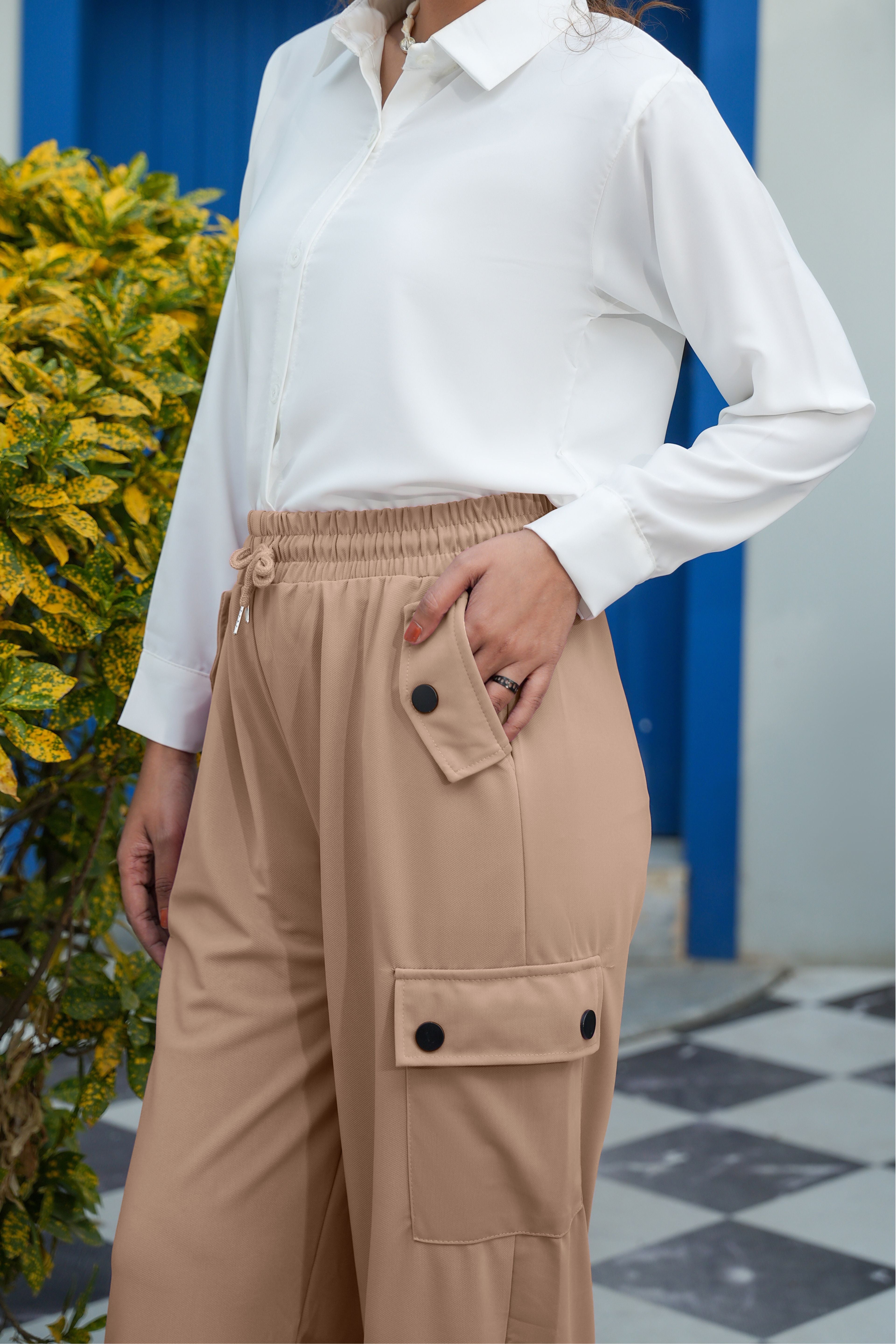 High-Waisted Utility Cargo Trousers