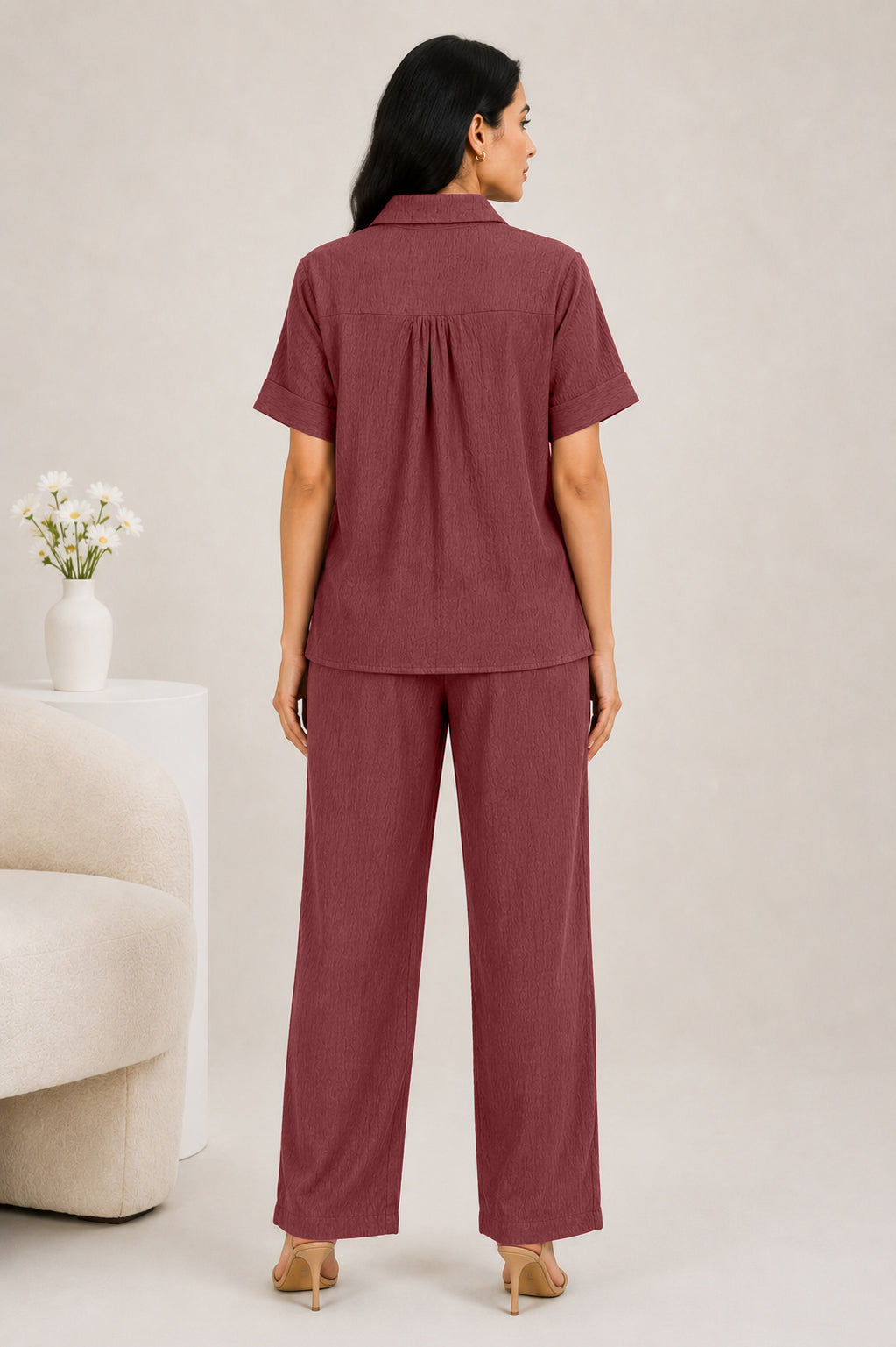 Cotton-Polyester Blend Relaxed Fit 2-Piece Co-ord Set