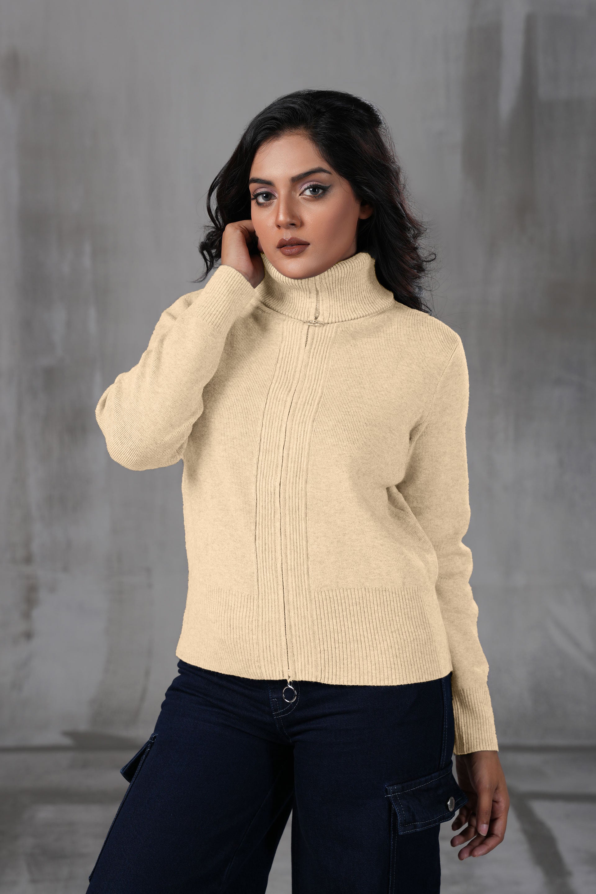 Double Zipper Turtle Neck Knitwear