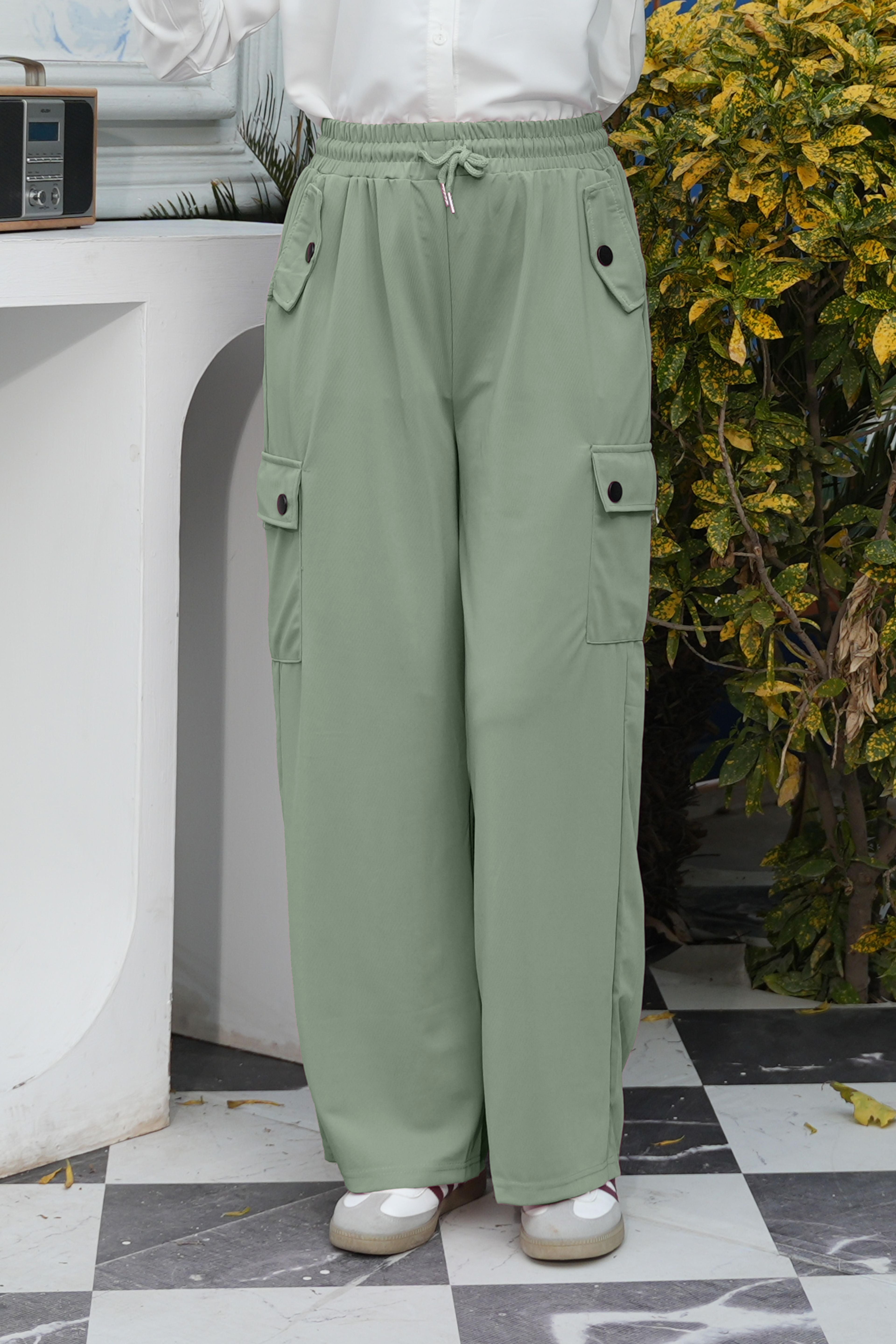 High-Waisted Utility Cargo Trousers