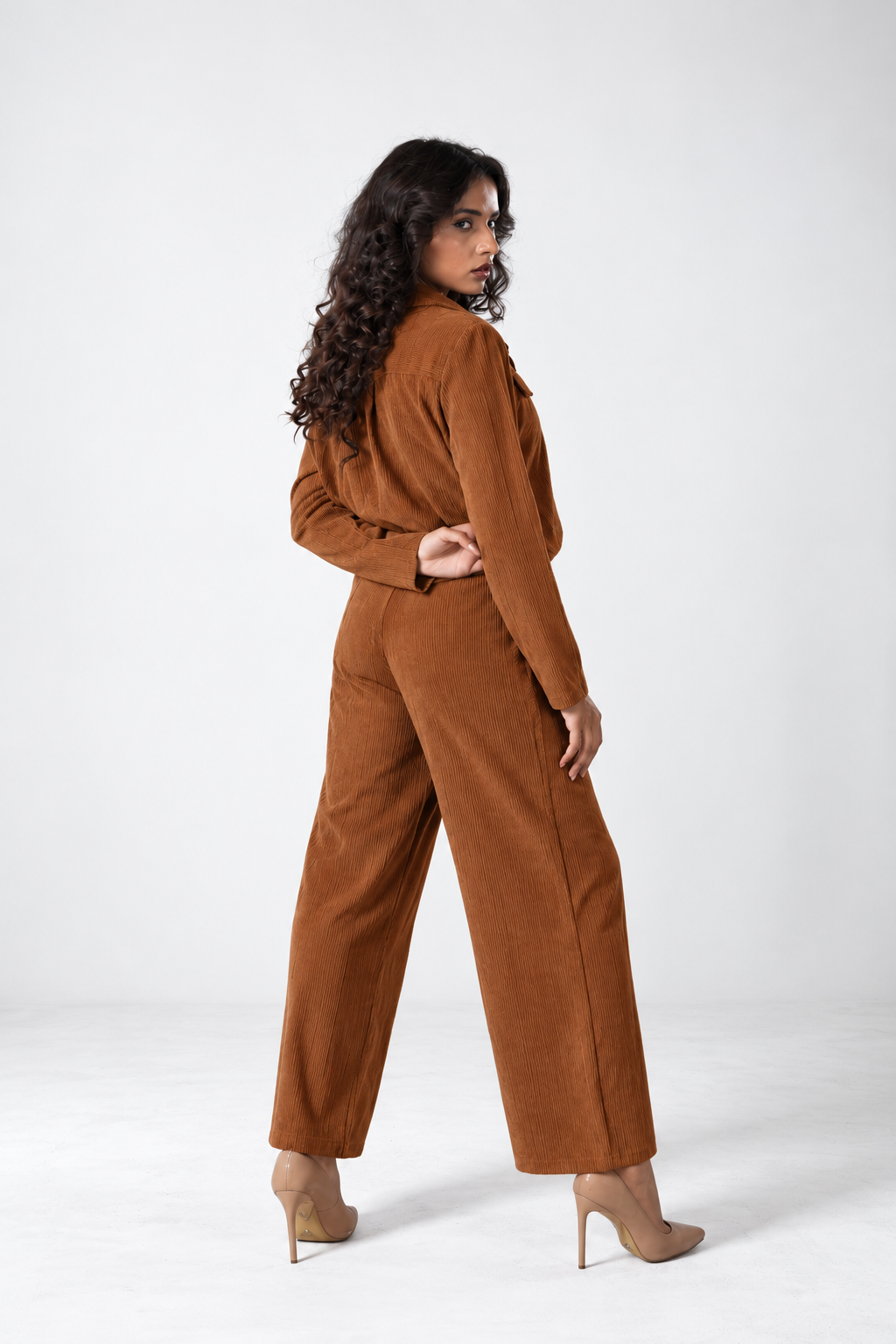 Corduroy Co-Ord Set – Zip Jacket & Wide-Leg Pants