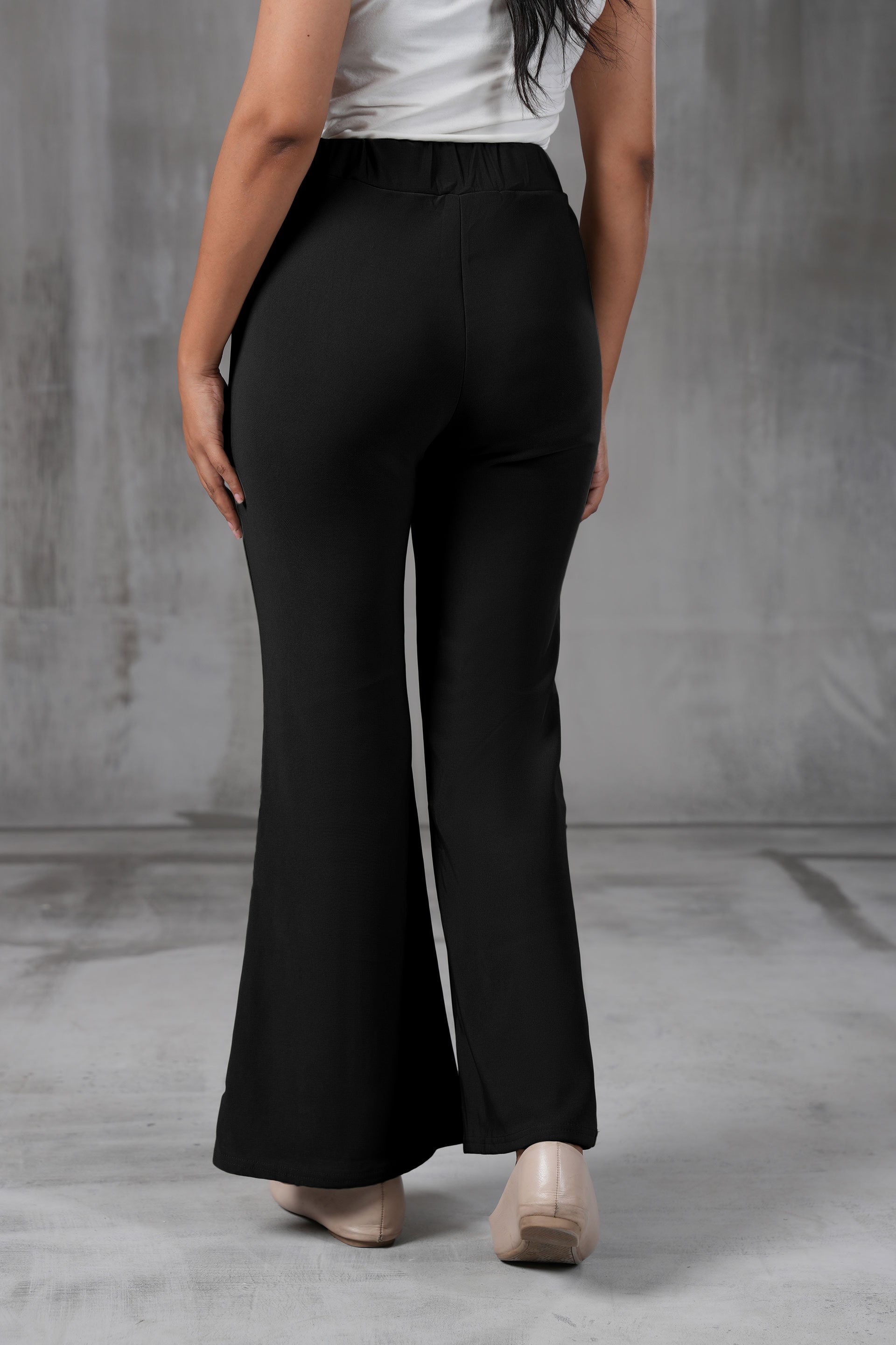 High-Waist Belted Trousers – Black