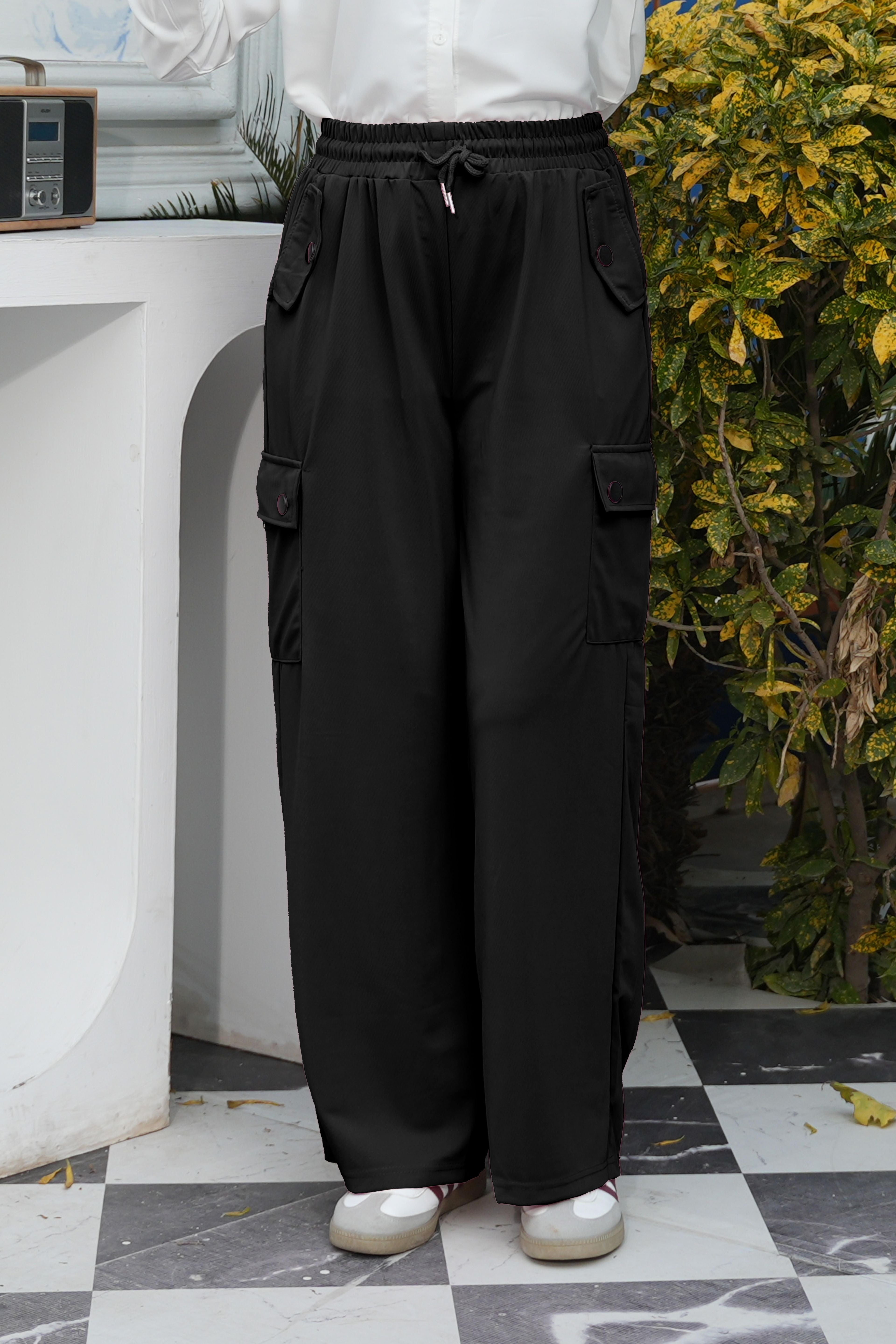 High-Waisted Utility Cargo Trousers